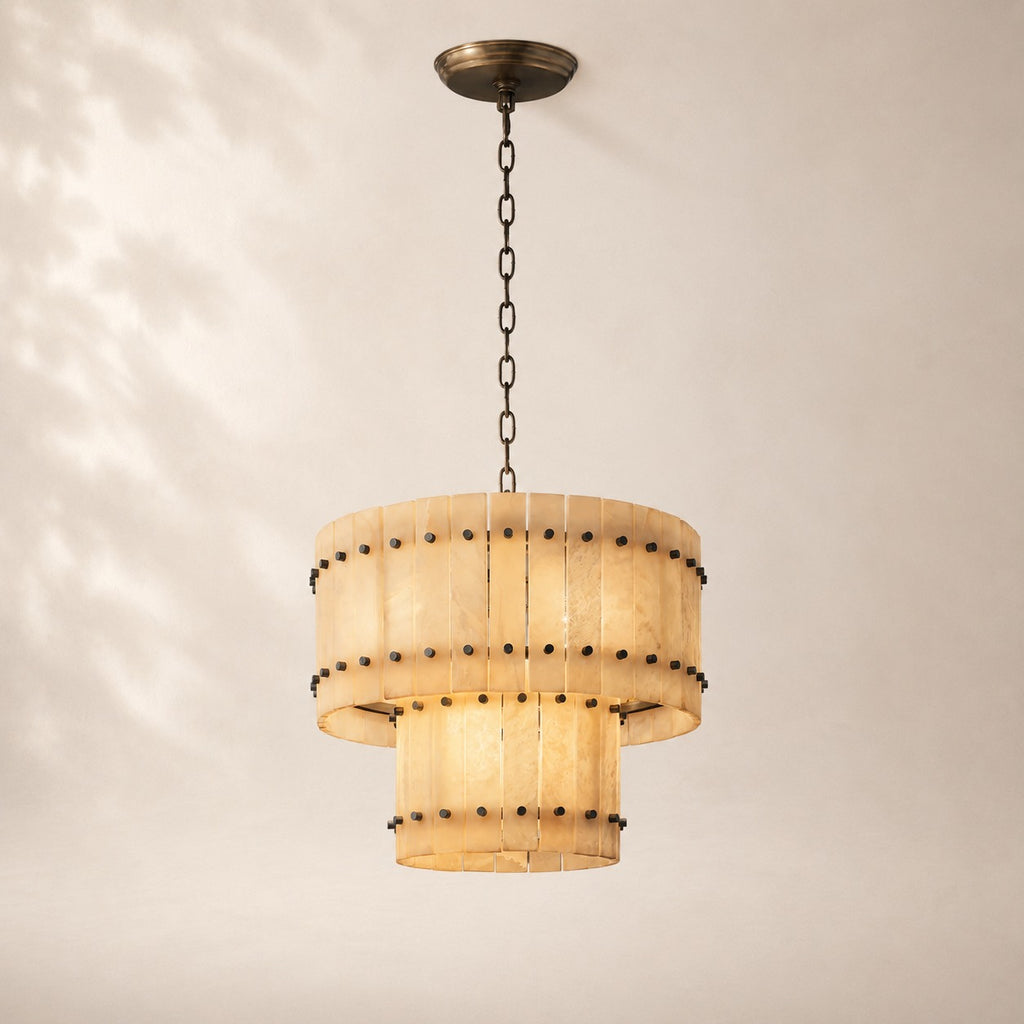 San Elio Glass Two-Tier Round Chandelier 22"