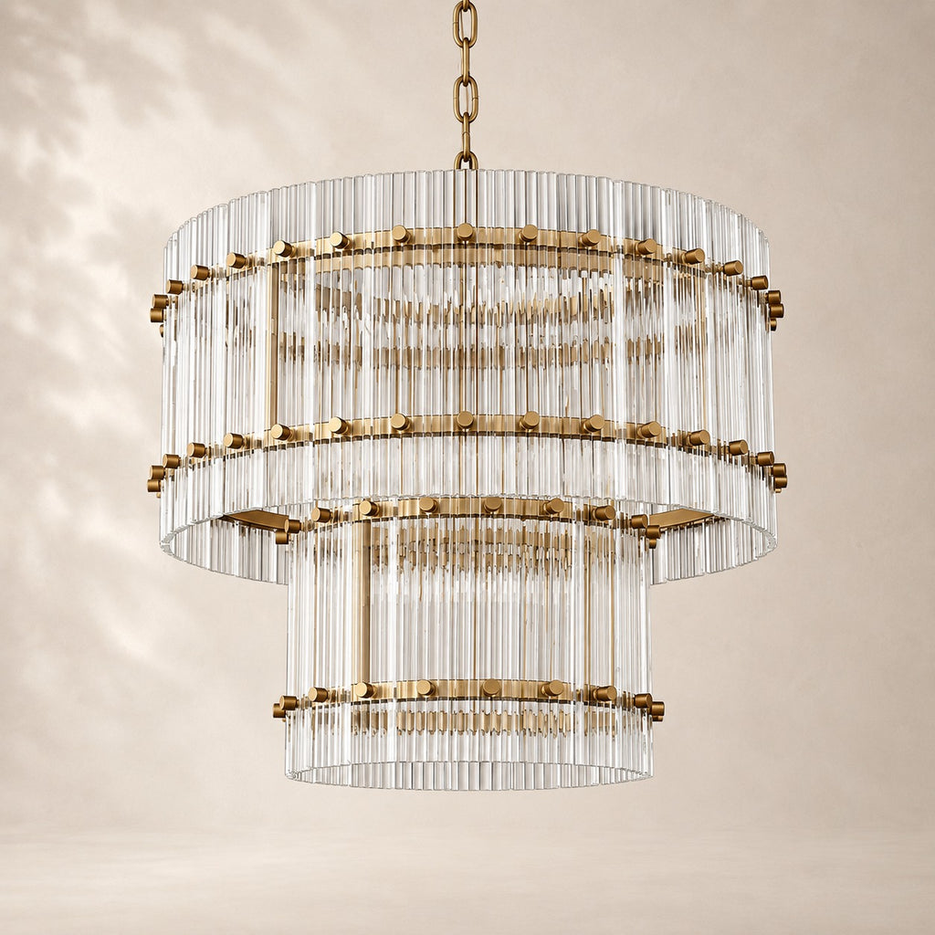 San Elio Glass Two-Tier Round Chandelier 22"