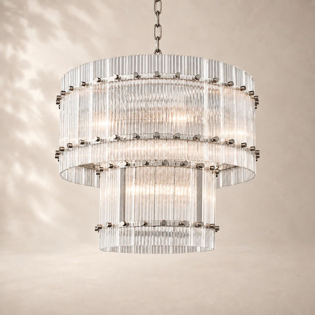 San Elio Glass Two-Tier Round Chandelier 22"