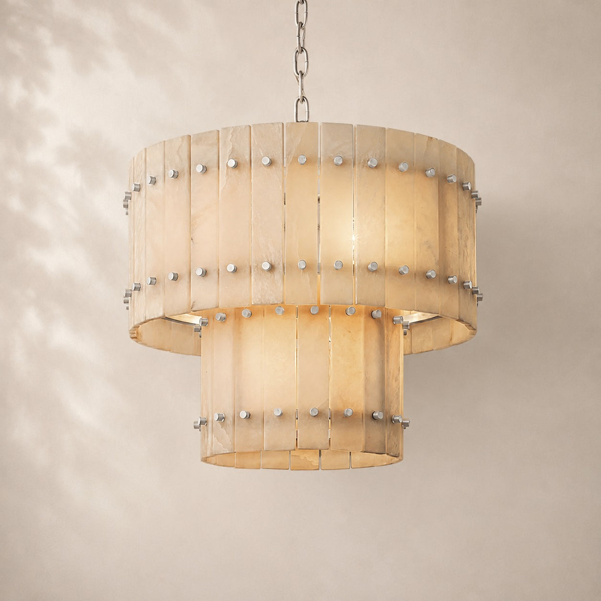 San Elio Glass Two-Tier Round Chandelier 22"