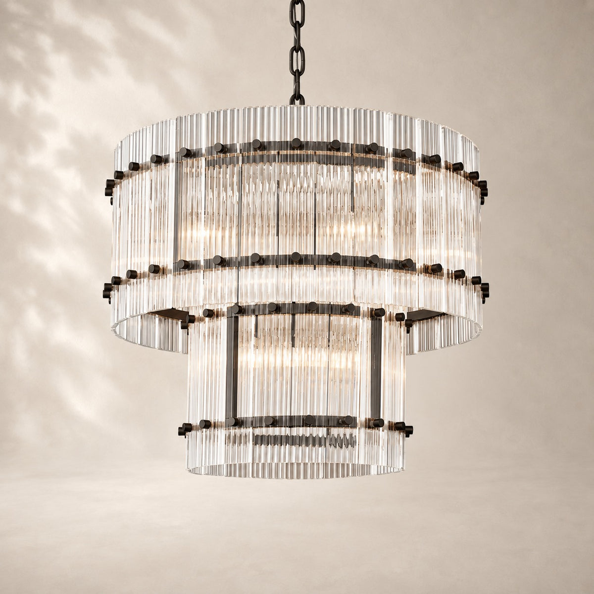 San Elio Glass Two-Tier Round Chandelier 22"