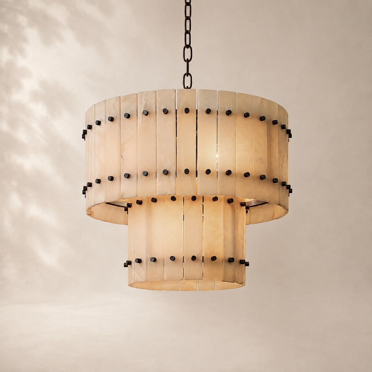 San Elio Alabaster Glass Two-Tier Round Chandelier 22"