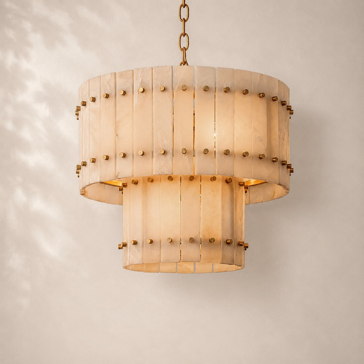 San Elio Alabaster Glass Two-Tier Round Chandelier 22"