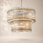 San Elio Glass Two-Tier Round Chandelier 37"