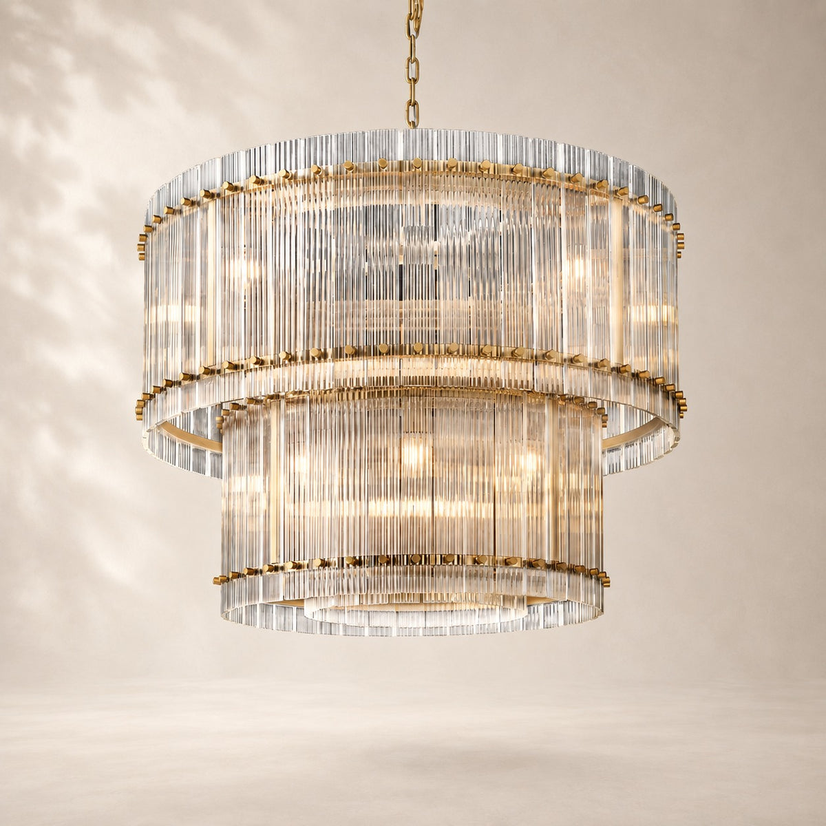 San Elio Glass Two-Tier Round Chandelier 37"