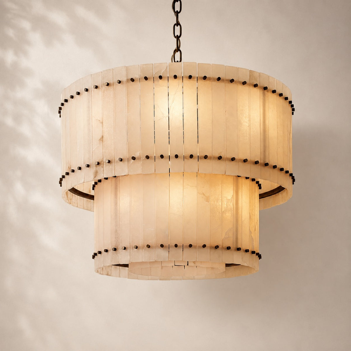 San Elio Alabaster Glass Two-Tier Round Chandelier 37"