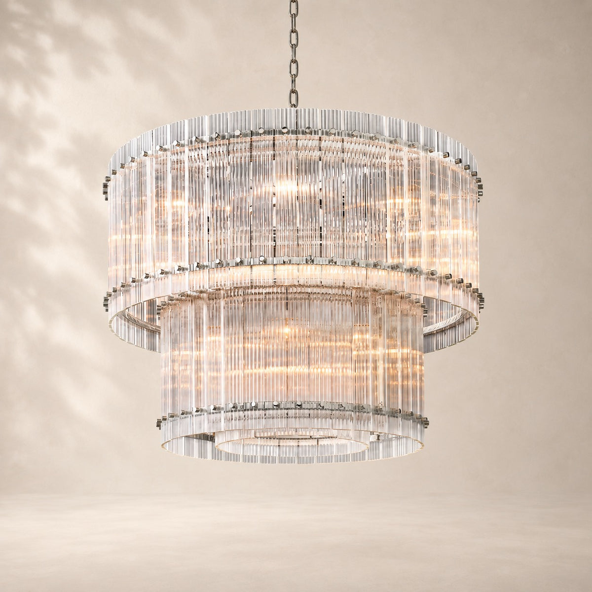 San Elio Glass Two-Tier Round Chandelier 37"
