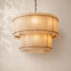 San Elio Alabaster Glass Two-Tier Round Chandelier 37"