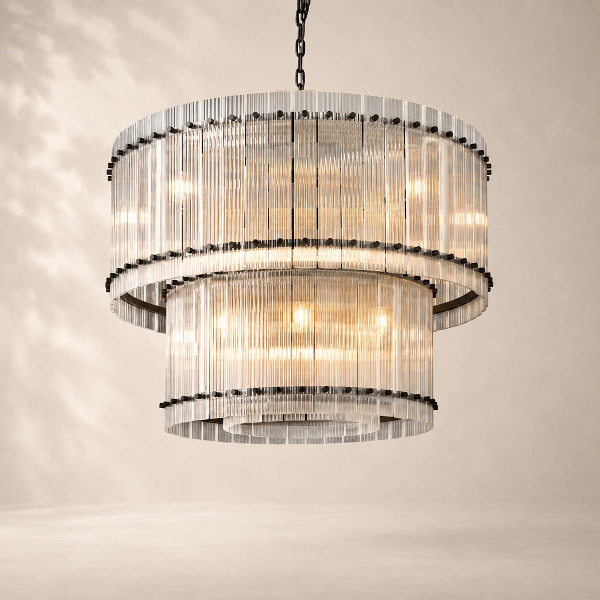 San Elio Glass Two-Tier Round Chandelier 37"