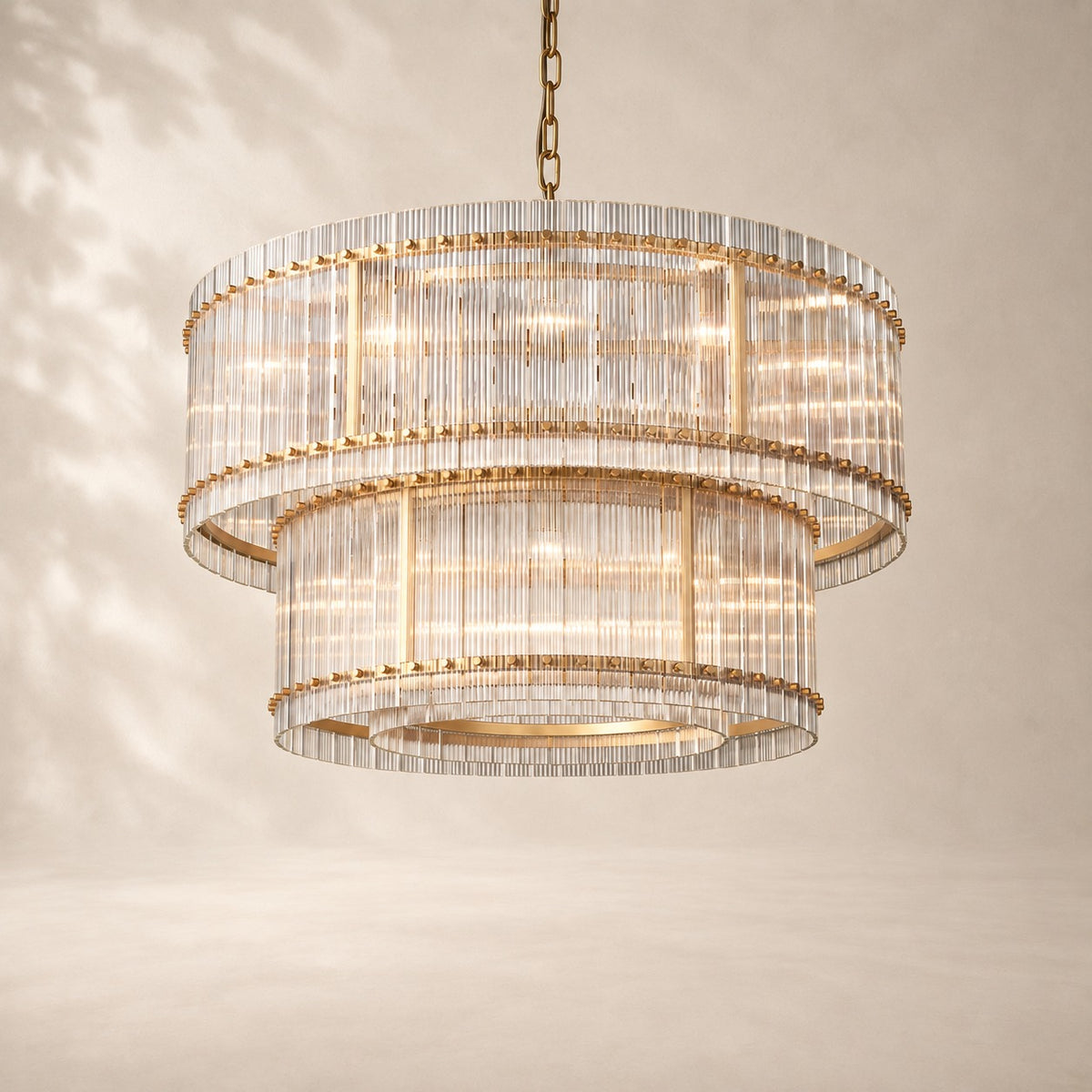 San Elio Glass Two-Tier Round Chandelier 48"