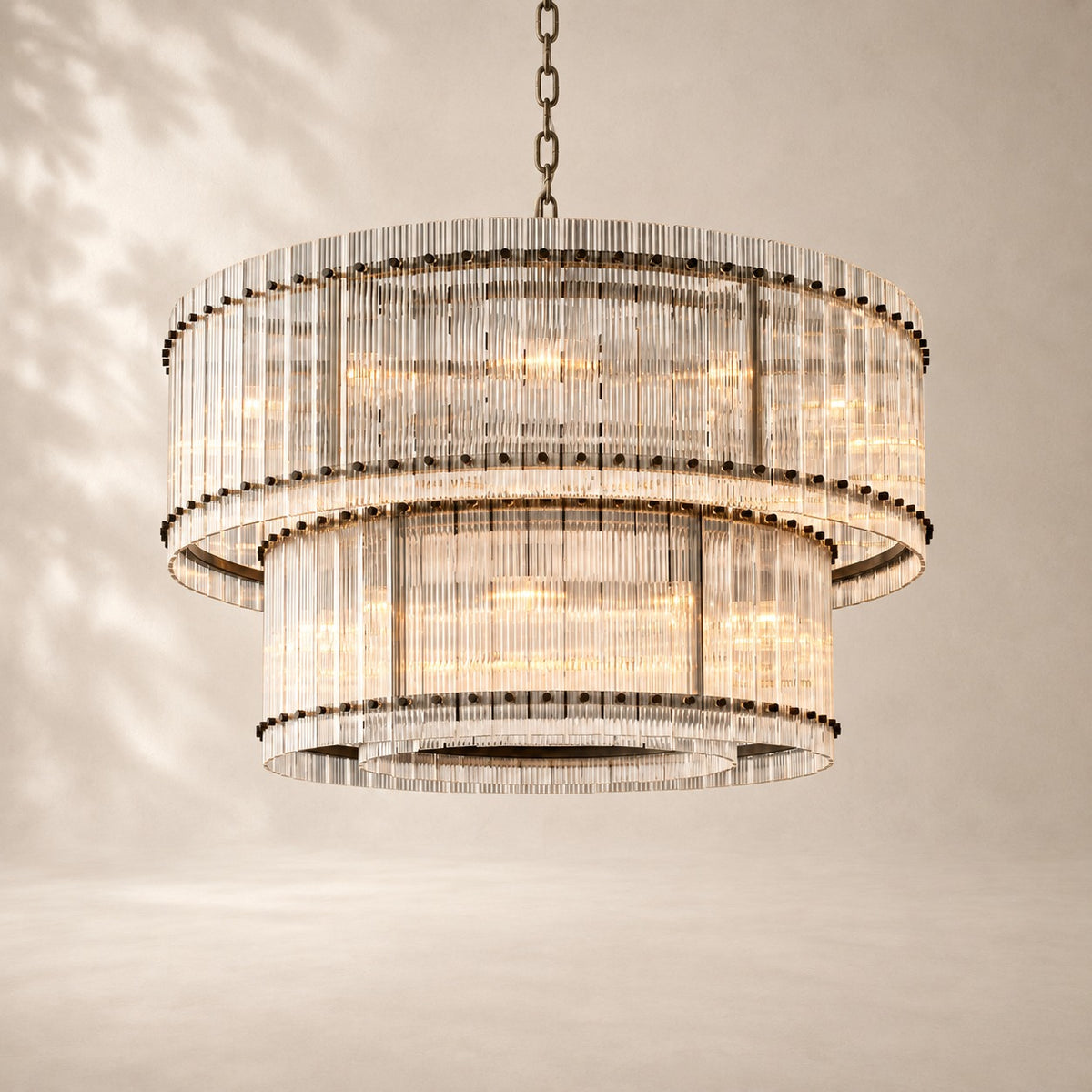 San Elio Glass Two-Tier Round Chandelier 48"