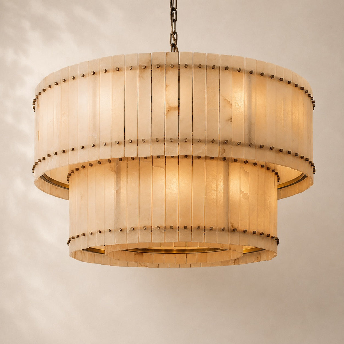 San Elio Alabaster Glass Two-Tier Round Chandelier 48"