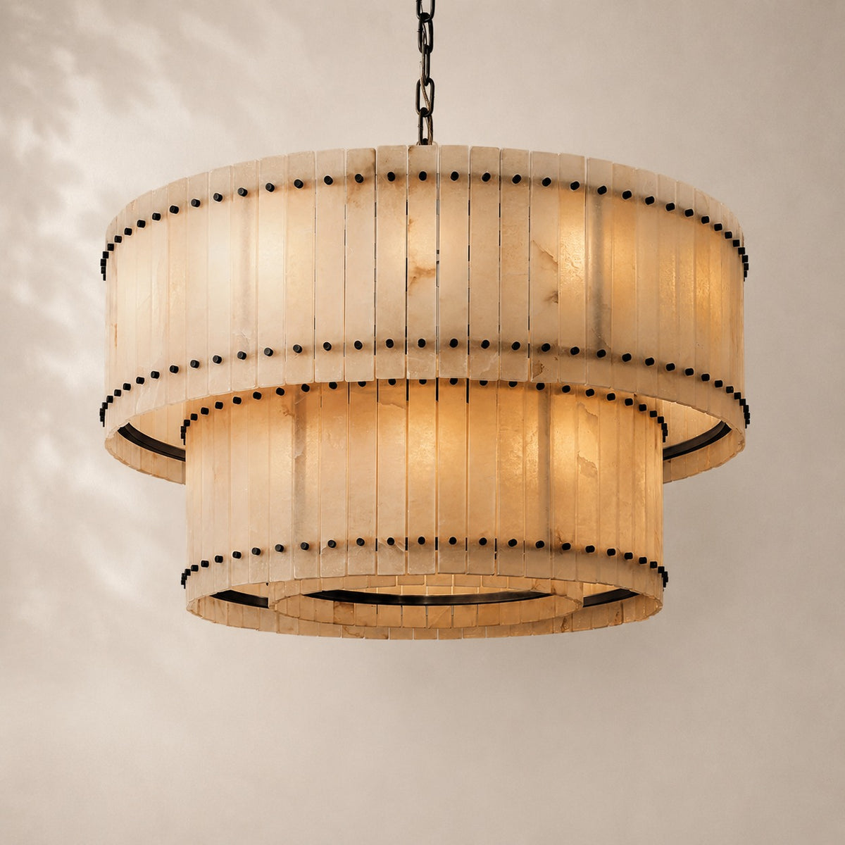 San Elio Alabaster Glass Two-Tier Round Chandelier 48"
