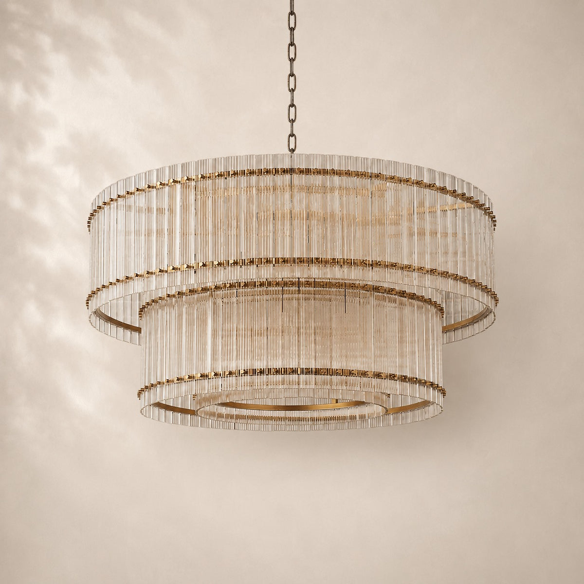San Elio Glass Two-Tier Round Chandelier 60"