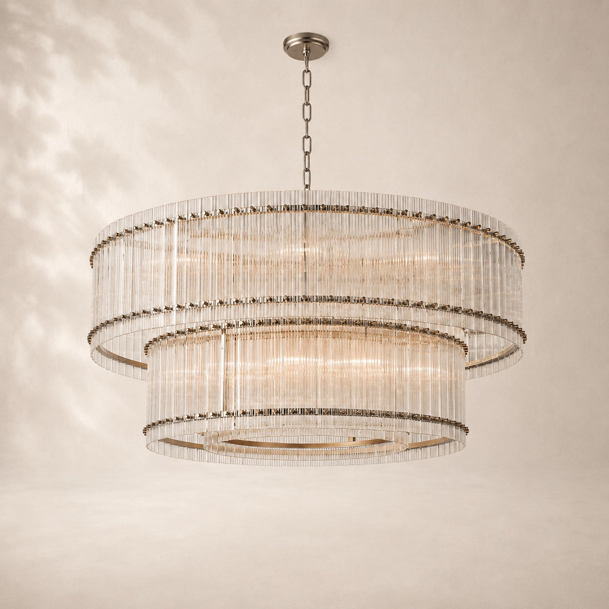 San Elio Glass Two-Tier Round Chandelier 60"