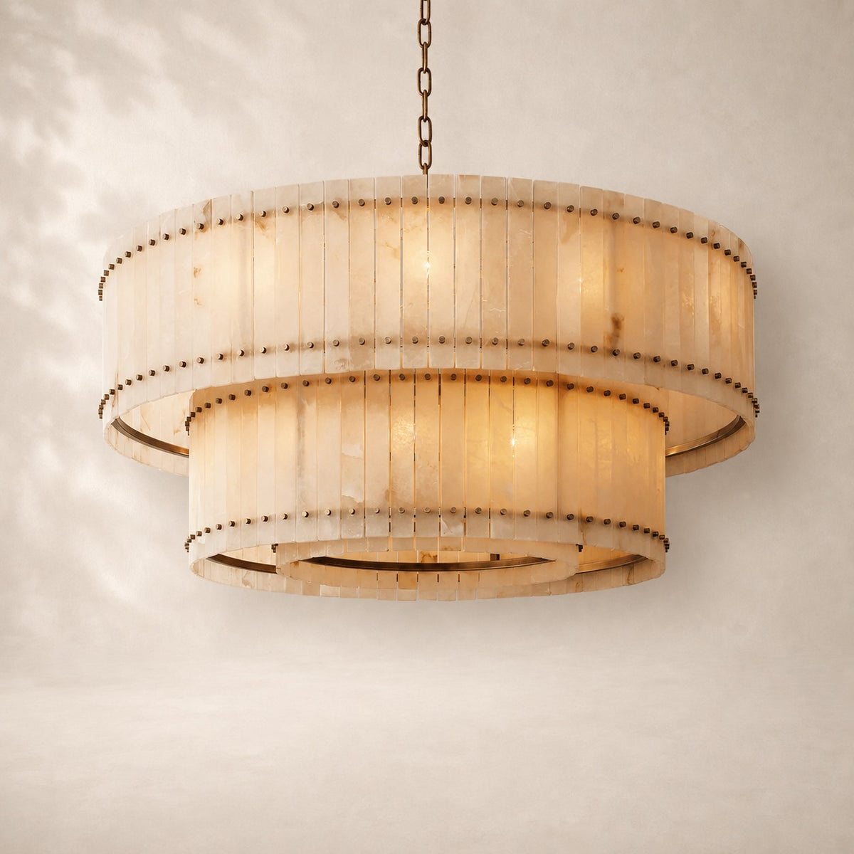 San Elio Alabaster Glass Two-Tier Round Chandelier 60"
