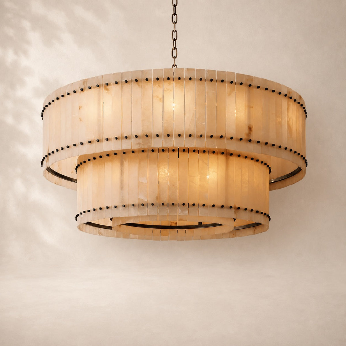 San Elio Alabaster Glass Two-Tier Round Chandelier 60"