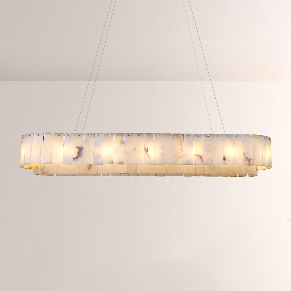 Modern Alabaster 2 Tier Rectangle Art Chandelier