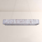 Modern Alabaster 2 Tier Rectangle Art Chandelier