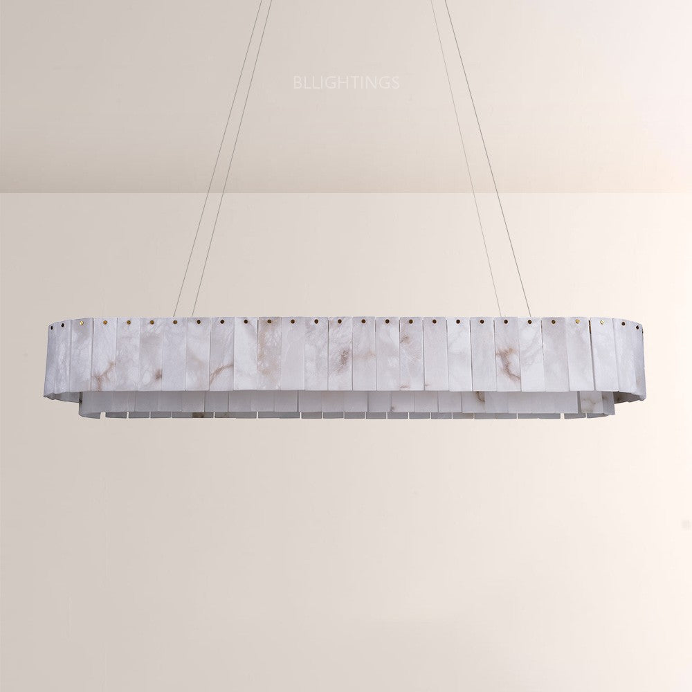 Modern Alabaster 2 Tier Rectangle Art Chandelier
