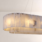 Modern Alabaster 2 Tier Rectangle Art Chandelier