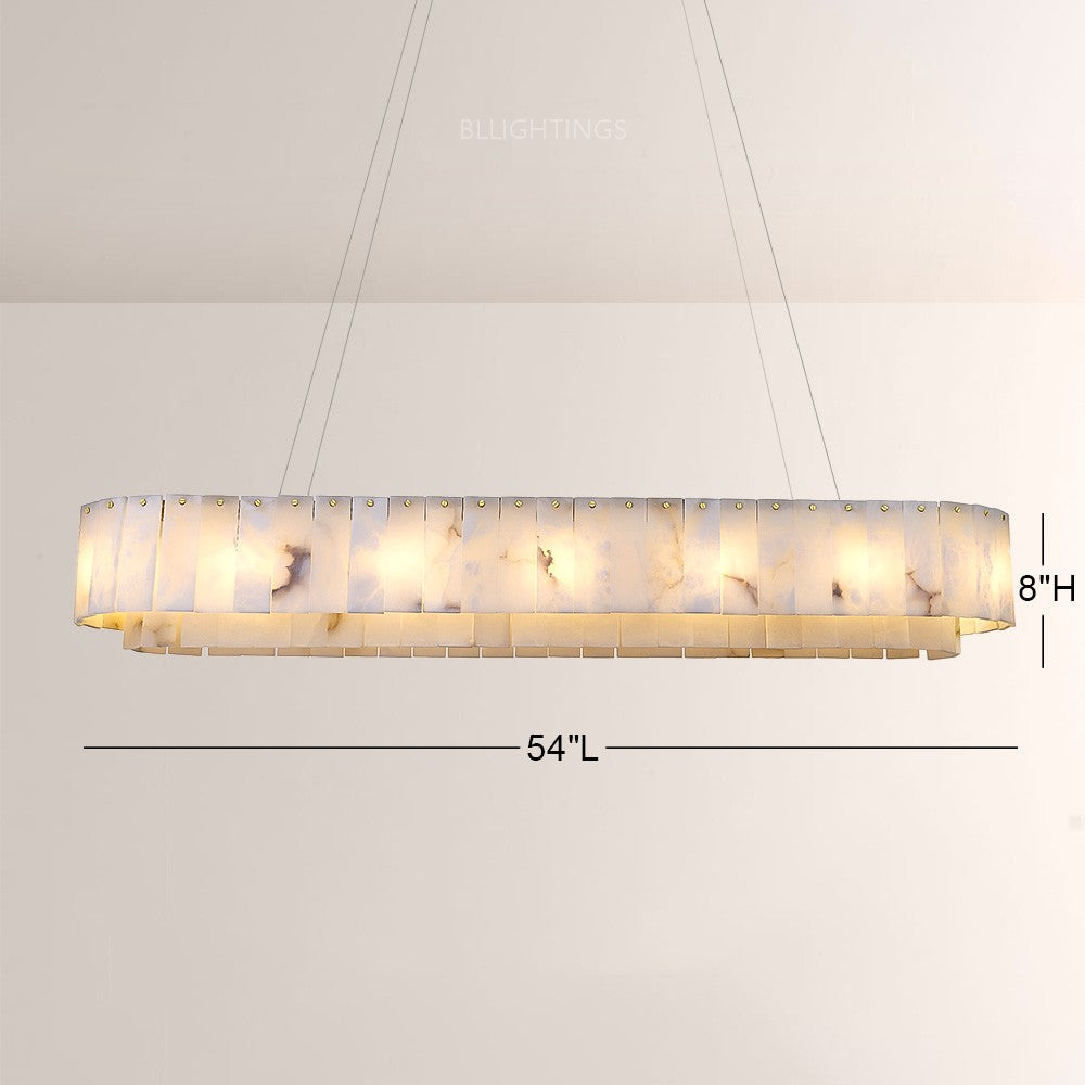 Modern Alabaster 2 Tier Rectangle Art Chandelier