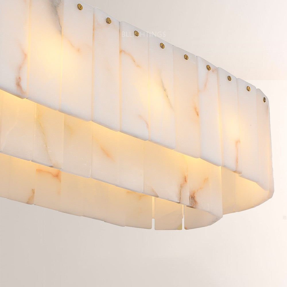 Modern Alabaster 2 Tier Rectangle Art Chandelier
