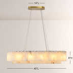 Modern Alabaster 2 Tier Rectangle Art Chandelier