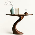 Sculptural Curved Walnut Console Table