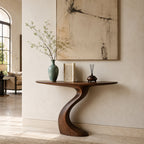 Sculptural Curved Walnut Console Table