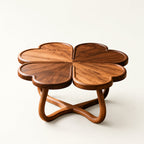 Sculptural Four-Leaf Clover Walnut-Finish Coffee Table
