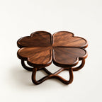 Sculptural Four-Leaf Clover Walnut-Finish Coffee Table