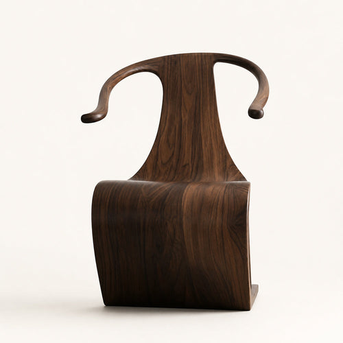 Sculptural Solid Walnut Accent Chair