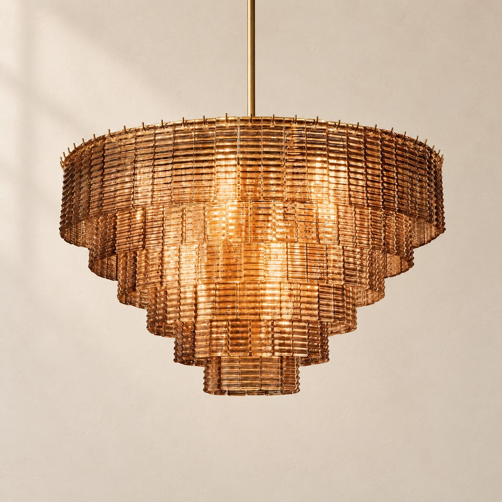 Sirelle Amber Glass Round Chandelier 41"