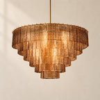 Sirelle Amber Glass Round Chandelier 41"