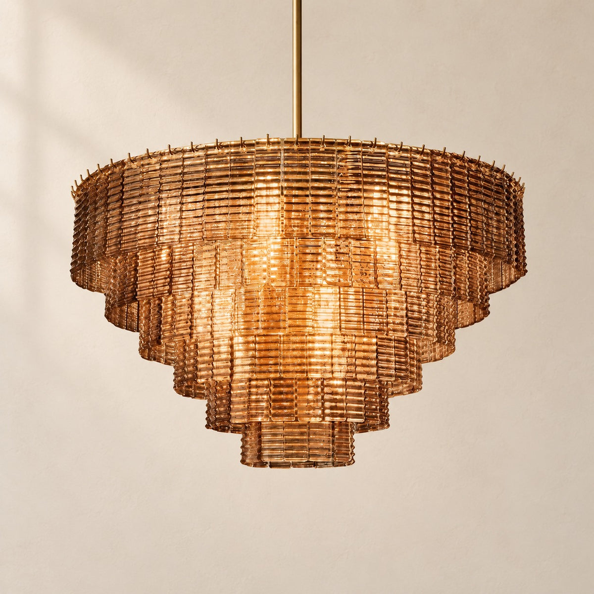 Sirelle Amber Glass Round Chandelier 41"