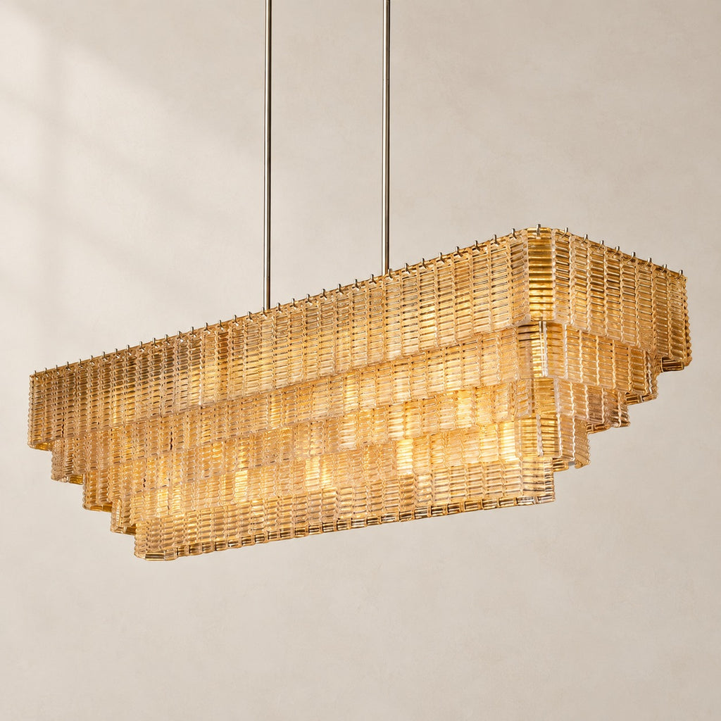 Sirelle Clear Glass Rectangular Chandelier 77"