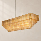 Sirelle Clear Glass Rectangular Chandelier 77"