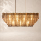 Sirelle Amber Glass Rectangular Chandelier 59"