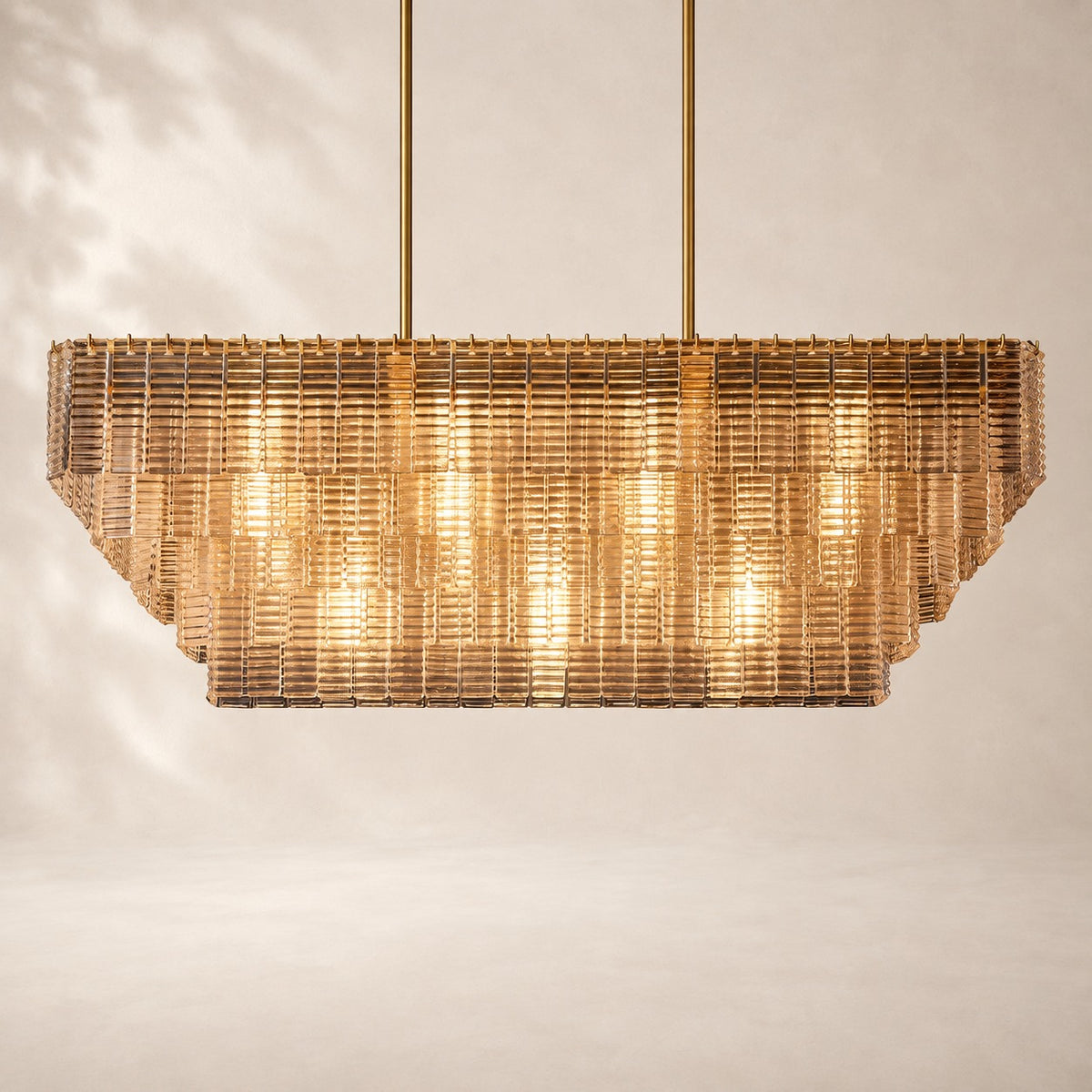 Sirelle Amber Glass Rectangular Chandelier 59"