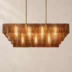 Sirelle Amber Glass Rectangular Chandelier 59"