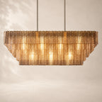 Sirelle Amber Glass Rectangular Chandelier 59"