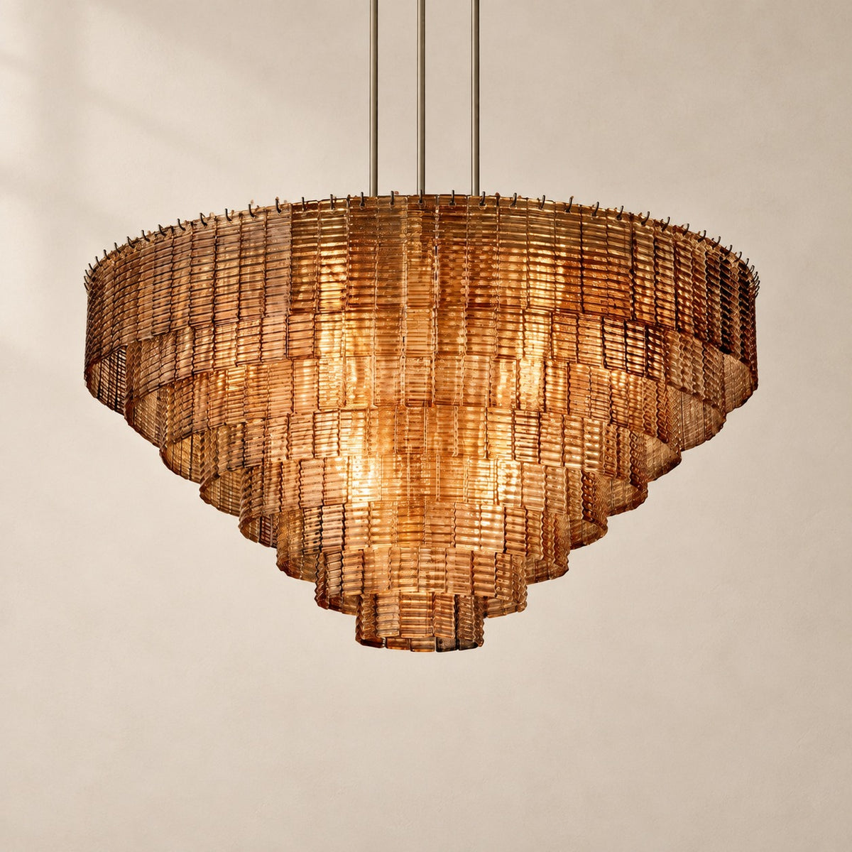 Sirelle Amber Glass Round Chandelier 65"