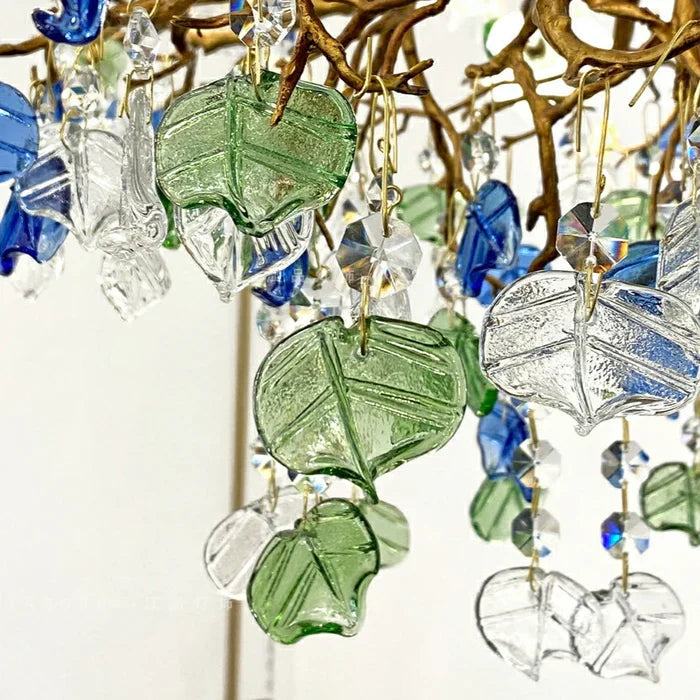 Colorful Glaze Flower Crystal Branch Chandelier