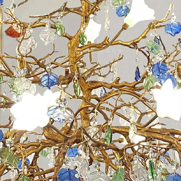 Colorful Glaze Flower Crystal Branch Chandelier
