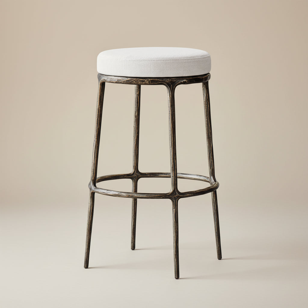 Thadeus Backless Fabric Swivel Bar and Counter Stool Living Room