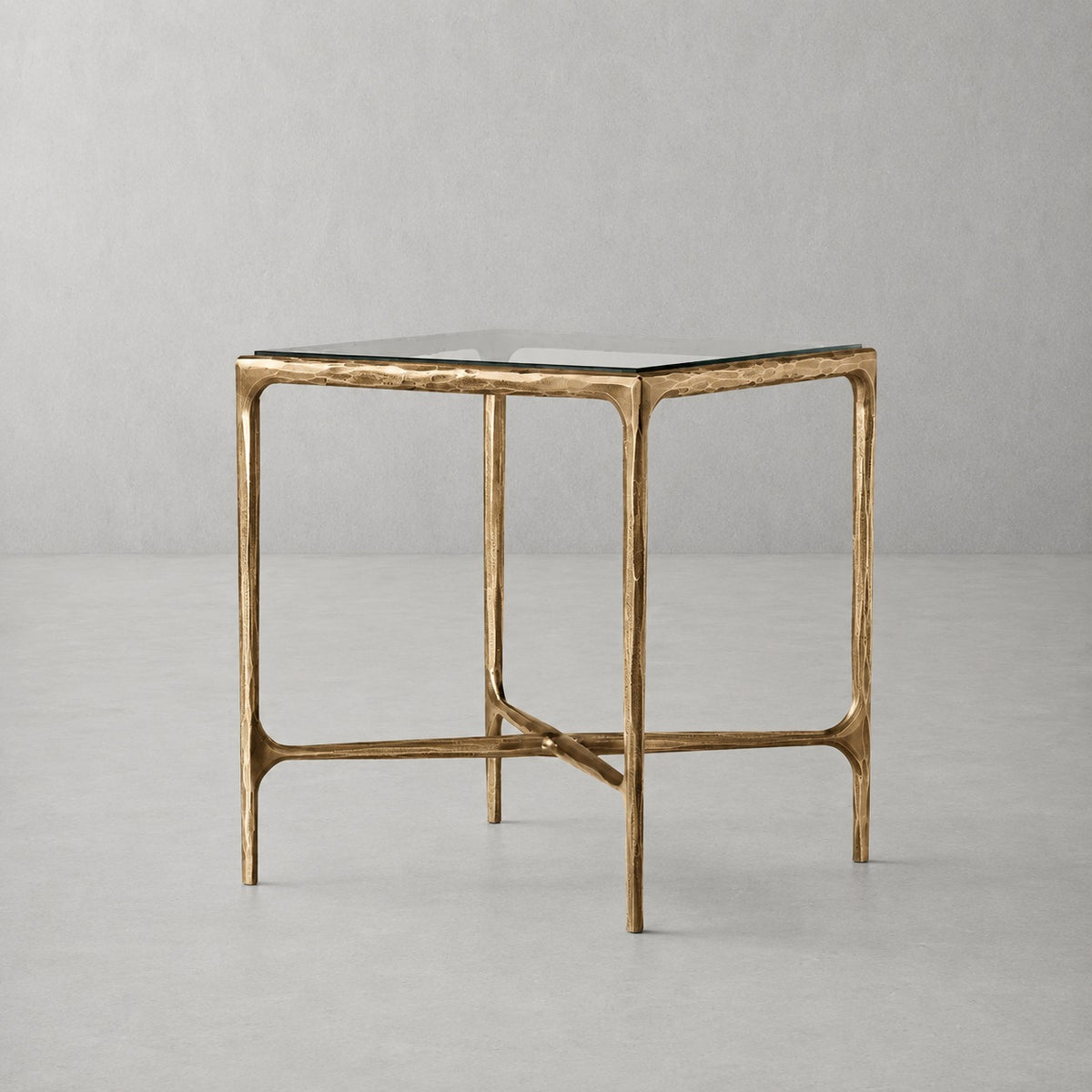 Thadson Glass Square Side Table 18" 22"