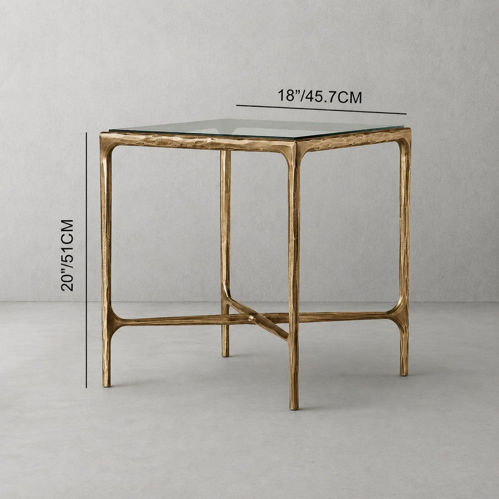 Thadson Glass Square Side Table 18" 22"
