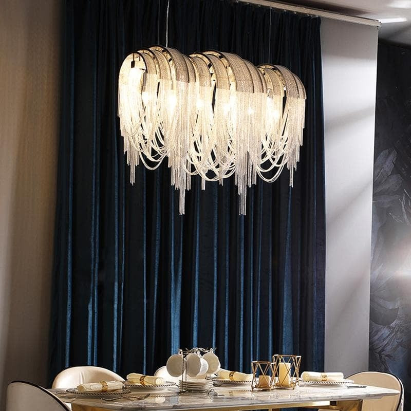 Alisa Luxury Aluminum Chain Tassel Long Branch Chandelier W35"