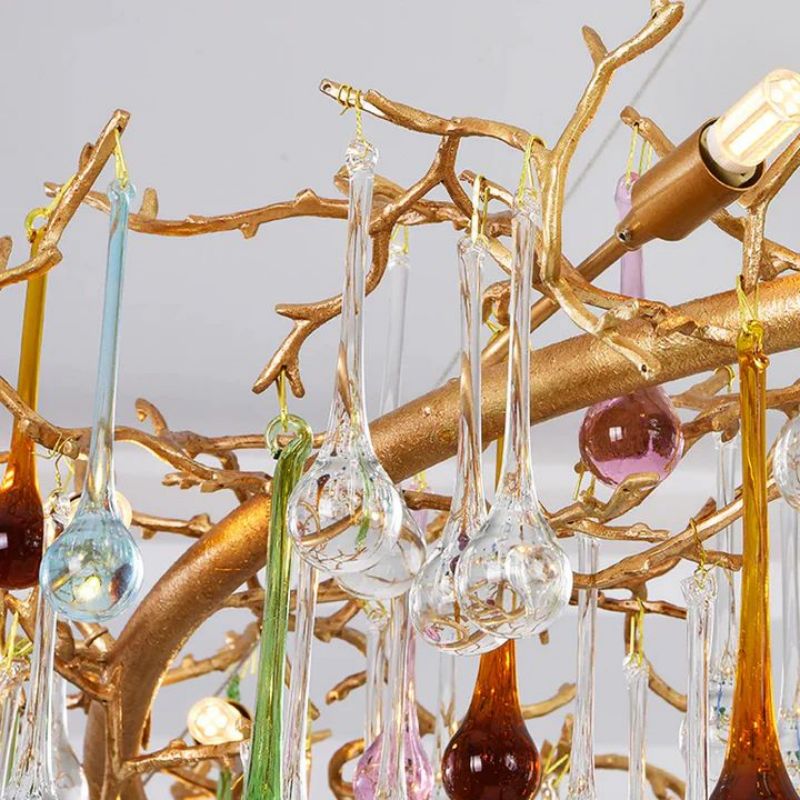 Colorful Crystal Round Branch Chandelier